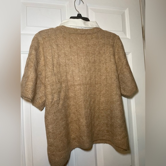 1.state Womans Twofer Cable Knit Sweater XL Tan Cropped Soft Collared NWT - Picture 6 of 7